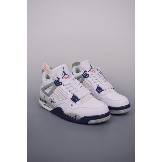 (Free Shipping)Jordan 4 Retro White Midnight Navy DH6927-140