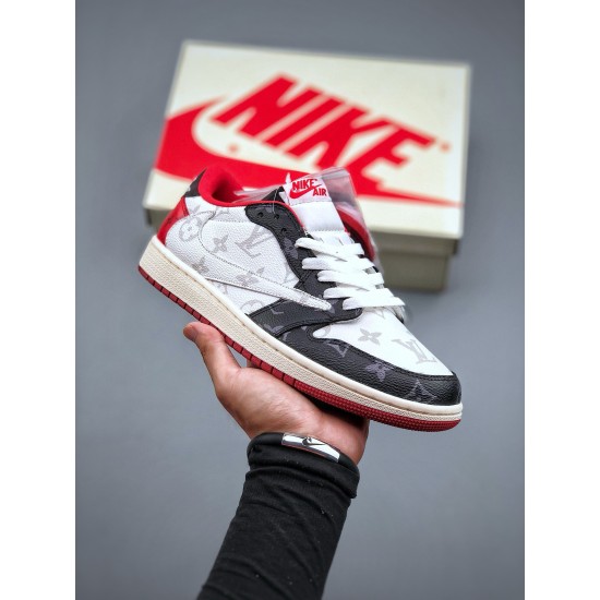 (Free Shipping)Travis Scott x Nike Air Jordan 1 Low OG SP Grey/Black/Beige DM7866-318