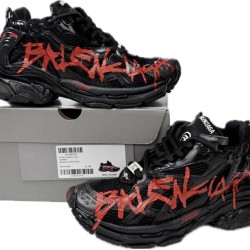 (Free Shipping)Balenciaga Runner Black And Red Characters, 677402 W3RB1 0102