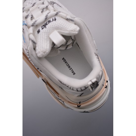 (Free Shipping)Balenciaga Triple S Sneaker White Blue Black