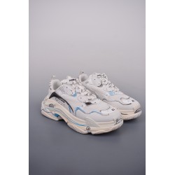 (Free Shipping)Balenciaga Triple S Sneaker White Blue Black