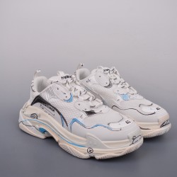 (Free Shipping)Balenciaga Triple S Sneaker White Blue Black