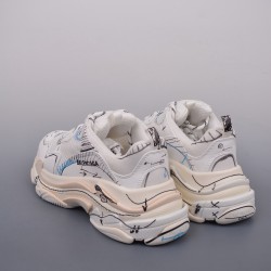 (Free Shipping)Balenciaga Triple S Sneaker White Blue Black