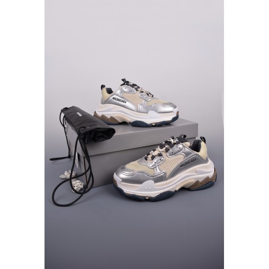 (Free Shipping)Balenciaga Triple S Sneake grey silver