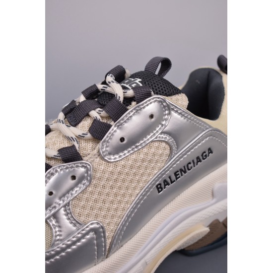 (Free Shipping)Balenciaga Triple S Sneake grey silver