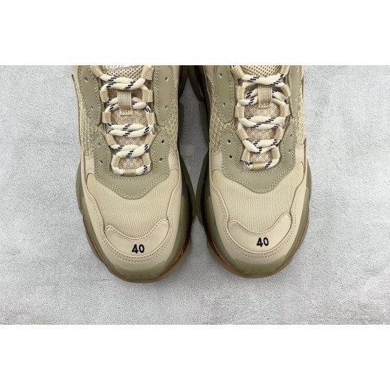 (Free Shipping)Balenciaga Triple S Clear Sole Beige