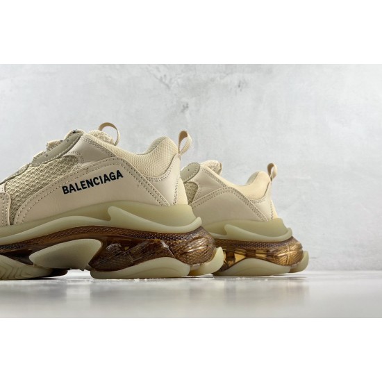 (Free Shipping)Balenciaga Triple S Clear Sole Beige