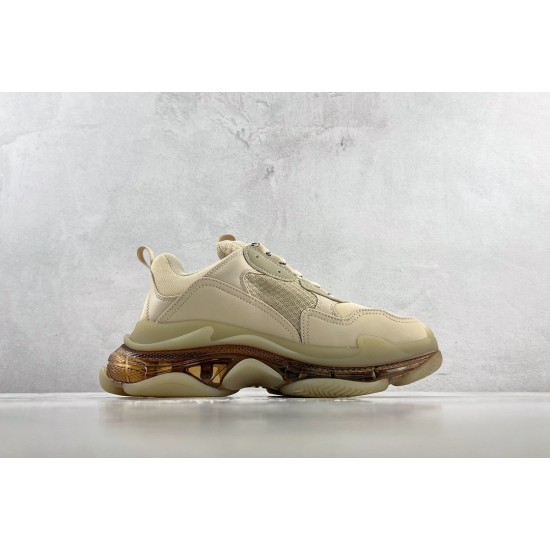 (Free Shipping)Balenciaga Triple S Clear Sole Beige