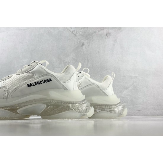 (Free Shipping)Balenciaga Triple S Clear Sole White