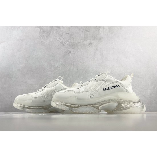 (Free Shipping)Balenciaga Triple S Clear Sole White