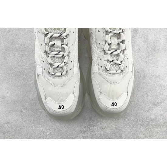 (Free Shipping)Balenciaga Triple S Clear Sole White