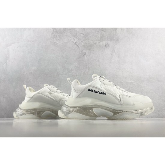 (Free Shipping)Balenciaga Triple S Clear Sole White