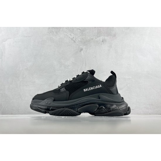 (Free Shipping)Balenciaga Triple S Clear Sole Black