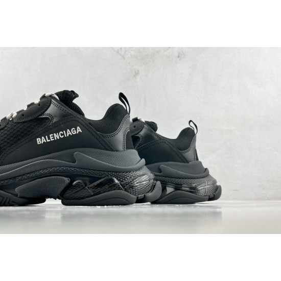 (Free Shipping)Balenciaga Triple S Clear Sole Black