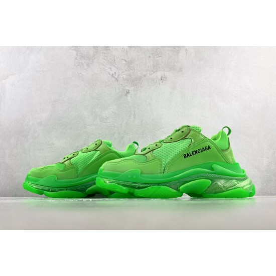 (Free Shipping)Balenciaga Triple S Clear Sole Fluo Green