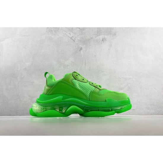 (Free Shipping)Balenciaga Triple S Clear Sole Fluo Green