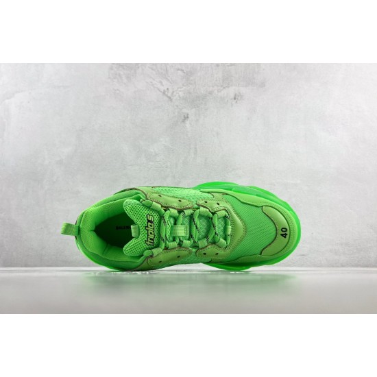 (Free Shipping)Balenciaga Triple S Clear Sole Fluo Green