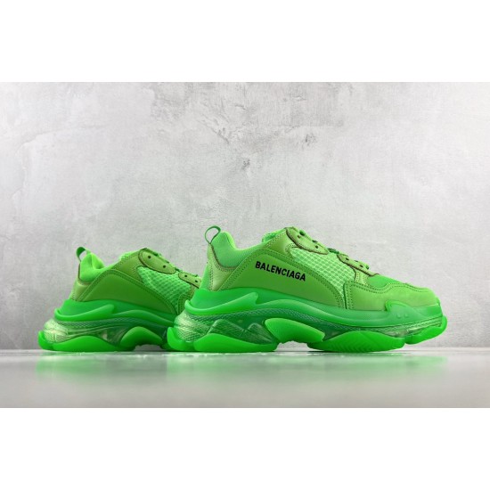 (Free Shipping)Balenciaga Triple S Clear Sole Fluo Green