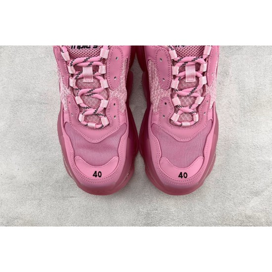 (Free Shipping)Balenciaga Triple S Clear Sole Pink (Women's)