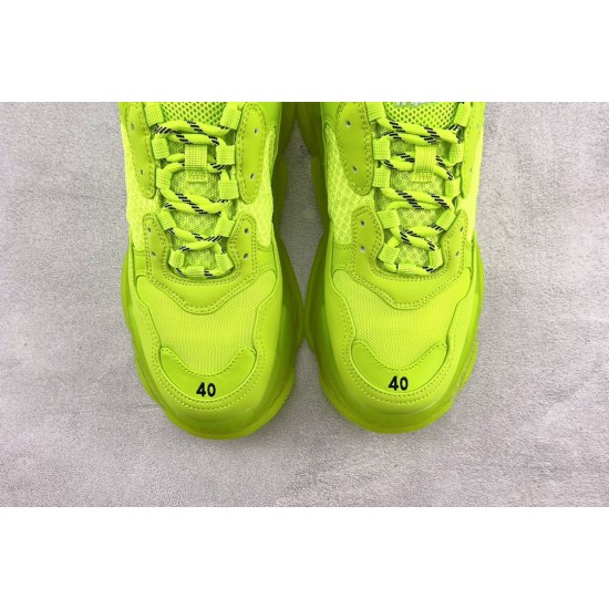 (Free Shipping)Balenciaga Triple S Clear Sole Fluo Yellow