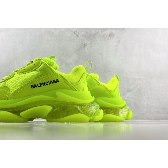 (Free Shipping)Balenciaga Triple S Clear Sole Fluo Yellow