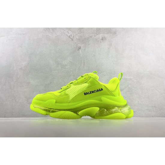 (Free Shipping)Balenciaga Triple S Clear Sole Fluo Yellow