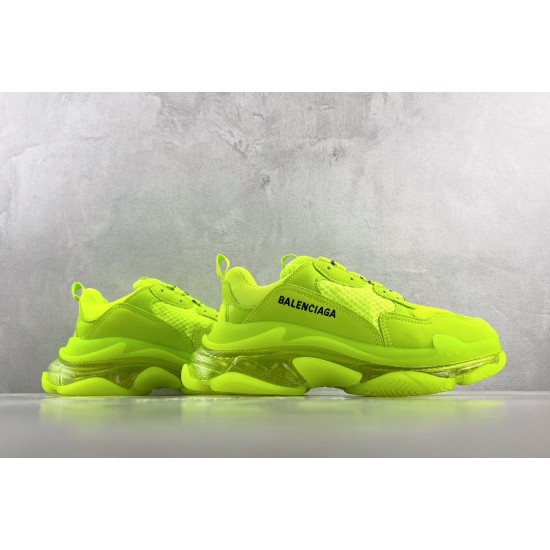 (Free Shipping)Balenciaga Triple S Clear Sole Fluo Yellow