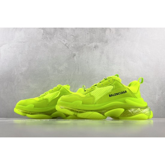 (Free Shipping)Balenciaga Triple S Clear Sole Fluo Yellow