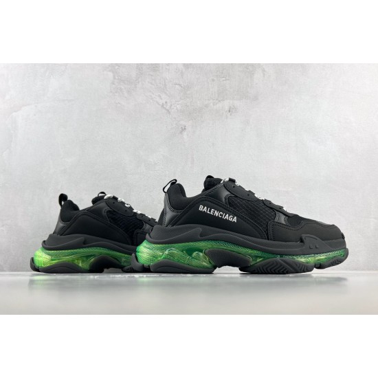 (Free Shipping)Balenciaga Triple S Black Yellow Fluo