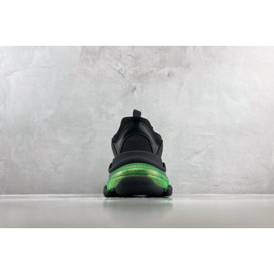 (Free Shipping)Balenciaga Triple S Black Yellow Fluo