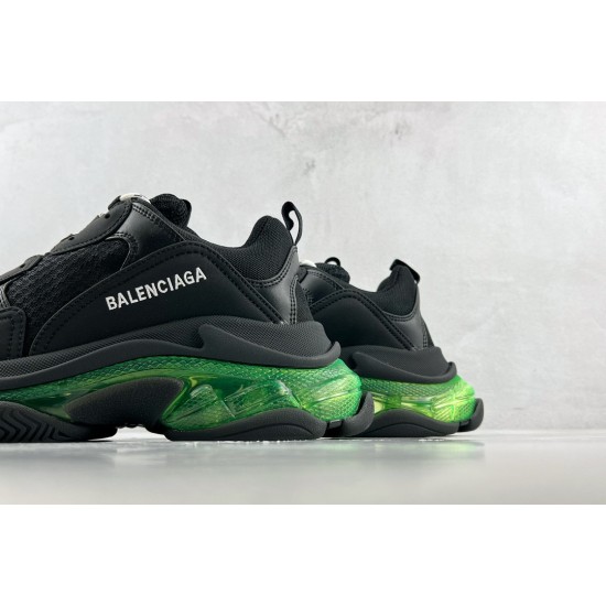 (Free Shipping)Balenciaga Triple S Black Yellow Fluo