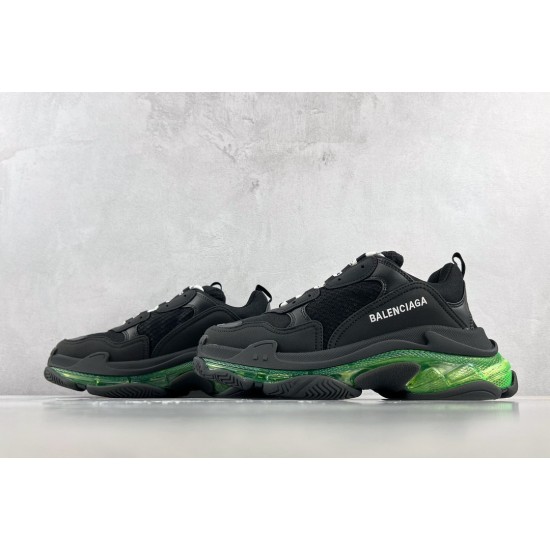 (Free Shipping)Balenciaga Triple S Black Yellow Fluo