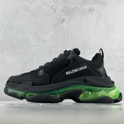 (Free Shipping)Balenciaga Triple S Black Yellow Fluo