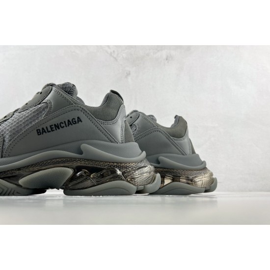 (Free Shipping)Balenciaga Triple S Clear Sole Dark Grey