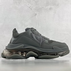 (Free Shipping)Balenciaga Triple S Clear Sole Dark Grey