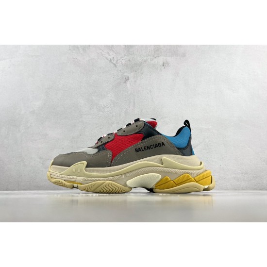 (Free Shipping)Balenciaga Triple S Grey Red Blue (2018 Reissue)