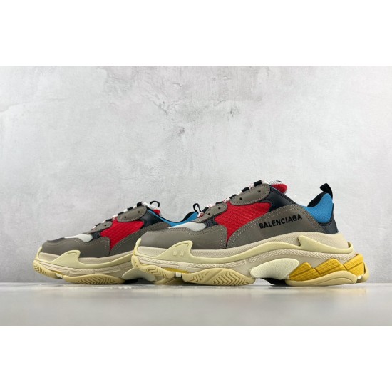 (Free Shipping)Balenciaga Triple S Grey Red Blue (2018 Reissue)