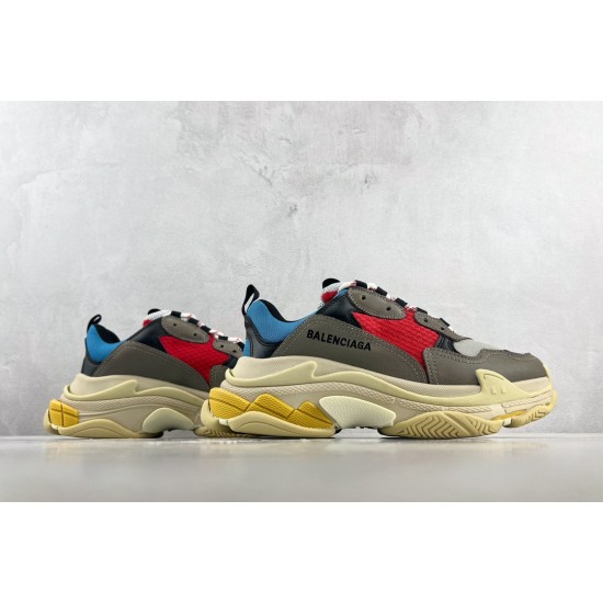 (Free Shipping)Balenciaga Triple S Grey Red Blue (2018 Reissue)