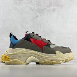 (Free Shipping)Balenciaga Triple S Grey Red Blue (2018 Reissue)