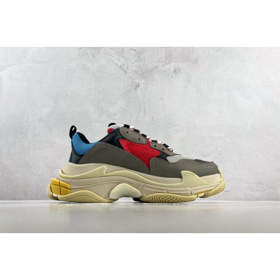 (Free Shipping)Balenciaga Triple S Grey Red Blue (2018 Reissue)