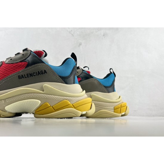 (Free Shipping)Balenciaga Triple S Grey Red Blue (2018 Reissue)