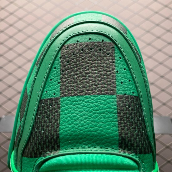 (Free Shipping)Louis Vuitton LV Trainer Sneaker Damier Pop Green