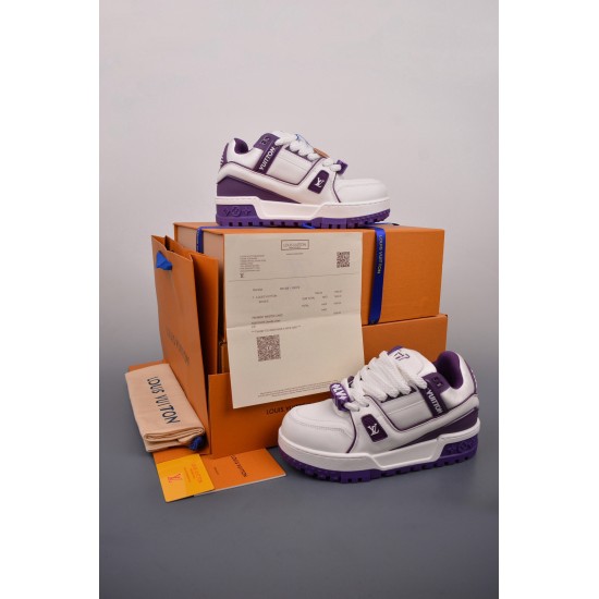 (Free Shipping)Louis Vuitton Trainer Maxi Purple White