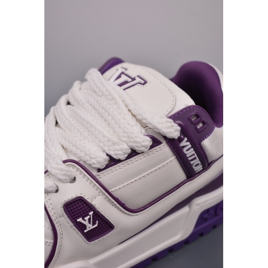 (Free Shipping)Louis Vuitton Trainer Maxi Purple White