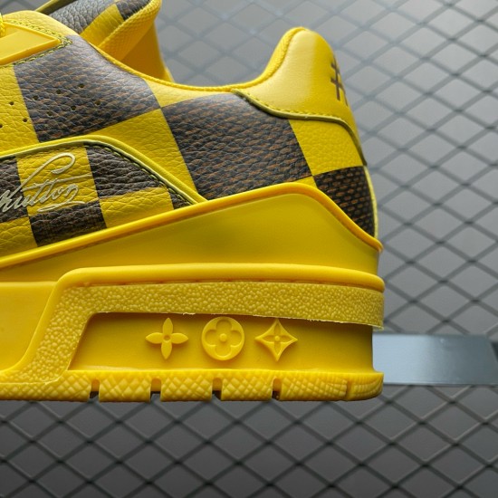 (Free Shipping)Louis Vuitton LV Trainer Sneaker Damier Pop Yellow