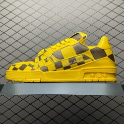 (Free Shipping)Louis Vuitton LV Trainer Sneaker Damier Pop Yellow