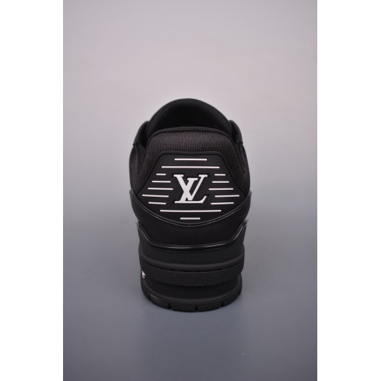 (Free Shipping)Louis Vuitton Trainer Black Embossed Monogram