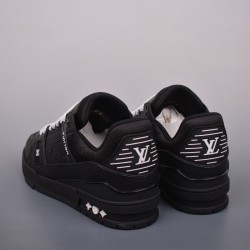 (Free Shipping)Louis Vuitton Trainer Black Embossed Monogram