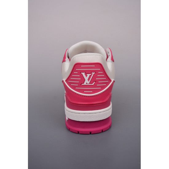 (Free Shipping)Louis Vuitton Monogram Unisex Street Style Leather Logo Sneakers Red