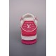 (Free Shipping)Louis Vuitton Monogram Unisex Street Style Leather Logo Sneakers Red